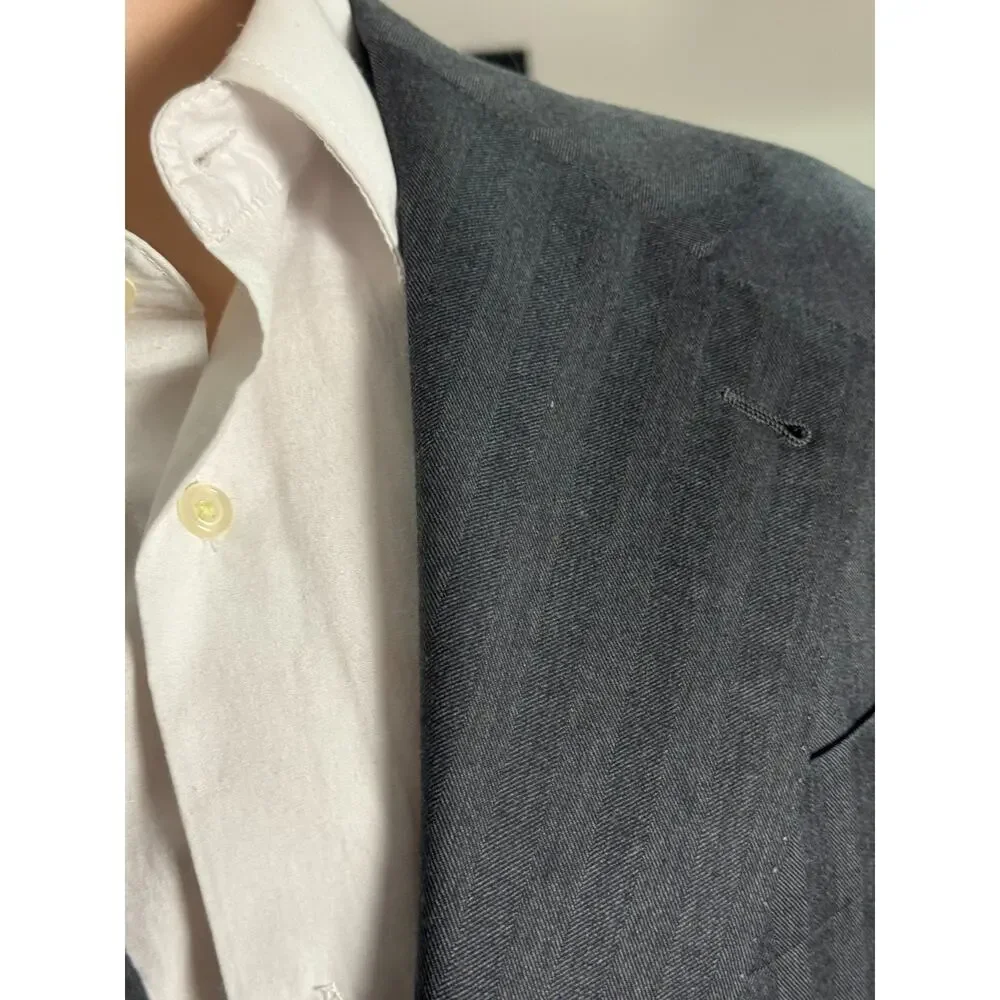 Brunello Cucinelli Charcoal Gray Herringbone 2 piece Suit 50EU 40R 34x28